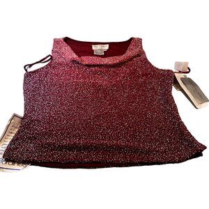 Adrianna Papell Evening Blouse Women Cowl Neck Cocktail Beaded Party Sleeveless